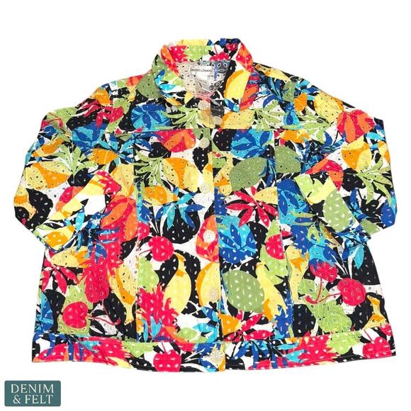 Draper’s & Damon’s Multicolor Eyelet Button Front Blouse Top PXL - Picture 1 of 7